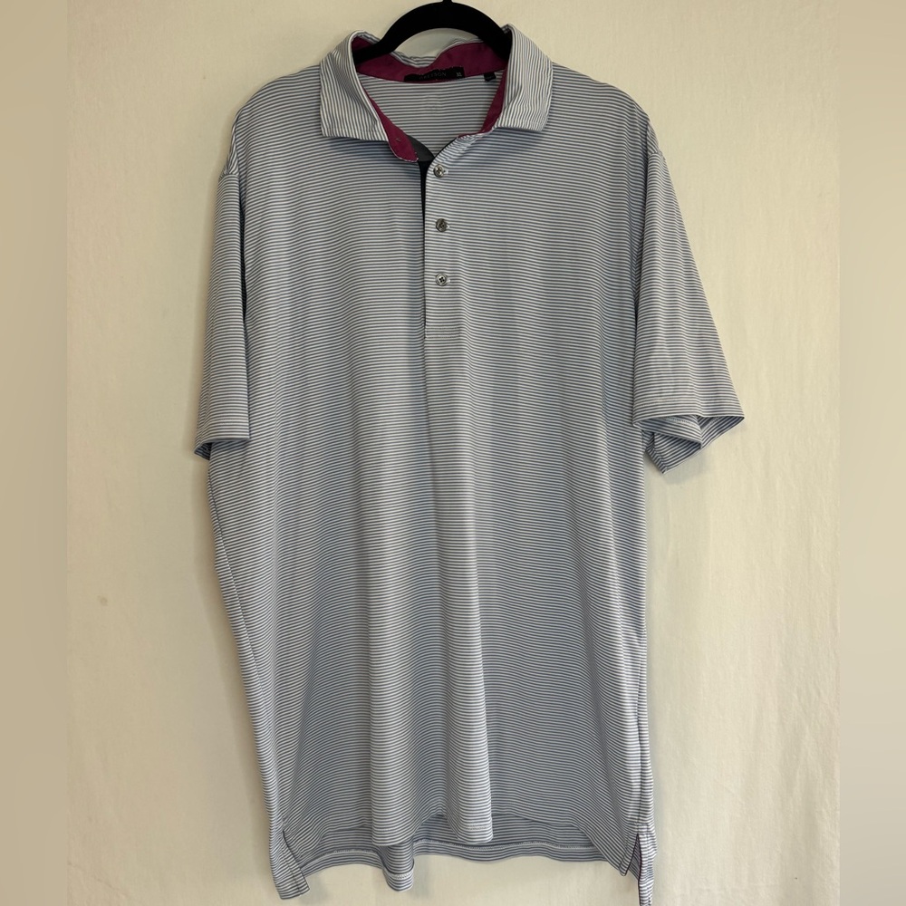 Greyson Men's Saranac Grey Striped Polo Golf Shirt Size XL